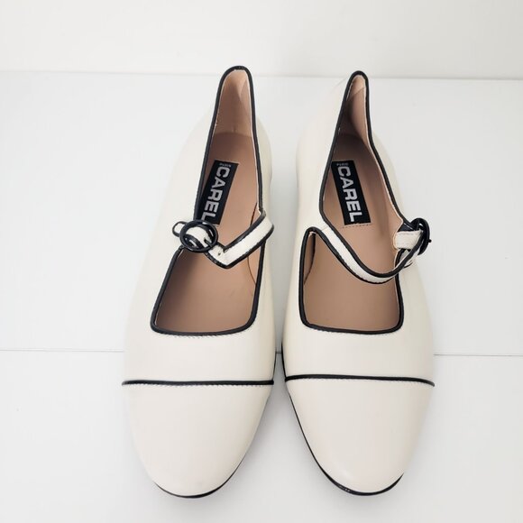 Carel Paris Corail Mary Janes in Nappa Beige Noir 39 8 - Picture 3 of 8
